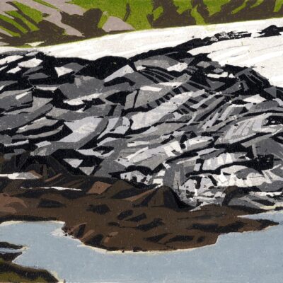 cynthia Back (US), Glacier Melt 3, reduction woodcut,